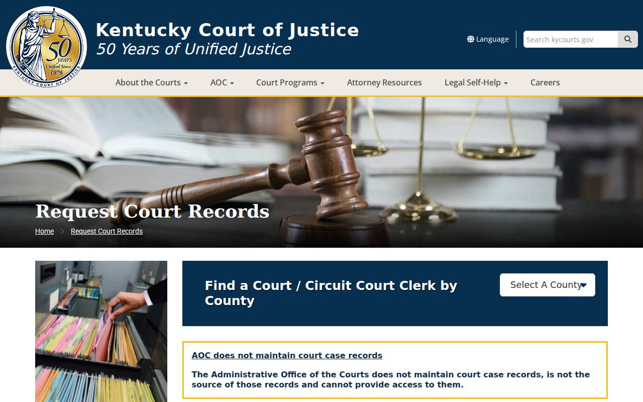 Kentucky Court of Justice instructions for requesting Edmonson County court records