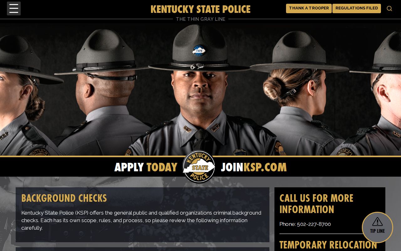 Kentucky State Police background check forms for Edmonson County history