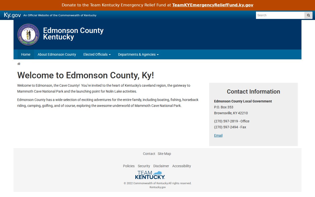 Official Edmonson County government directory for criminal record offices