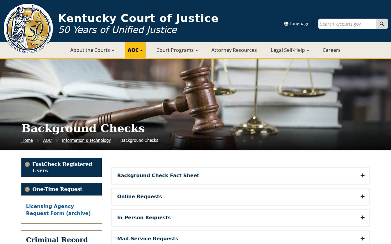 Kentucky AOC background check options for Edmonson County court history