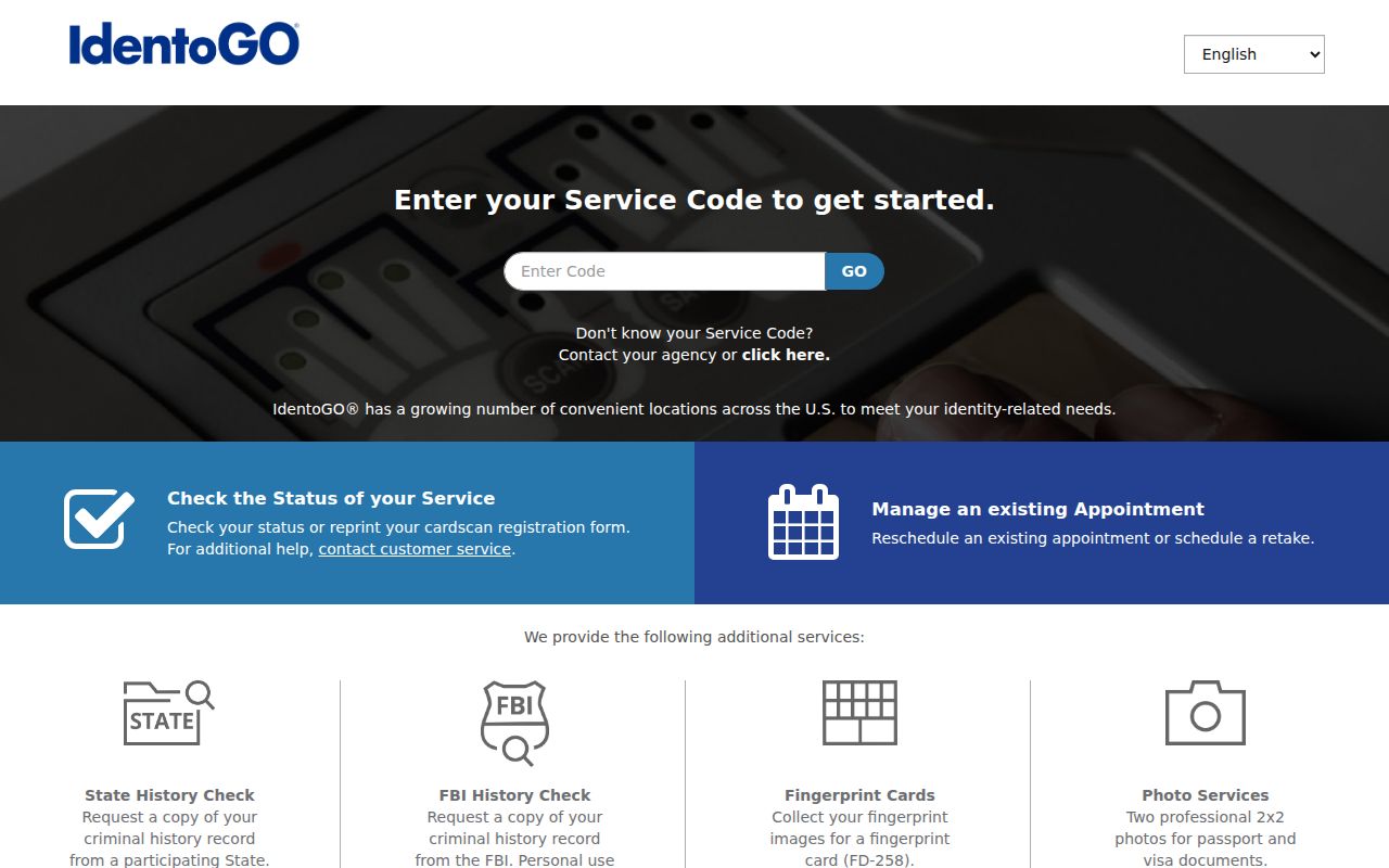 IdentoGO enrollment search for fingerprint services near Edmonson County